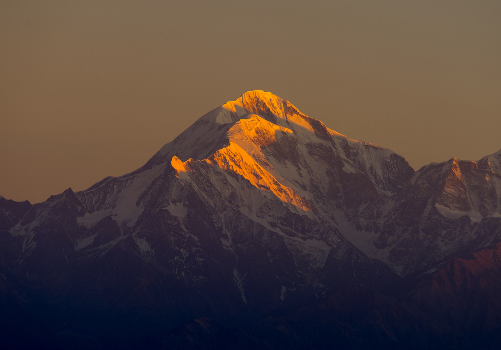 Trishul lit by early morning light