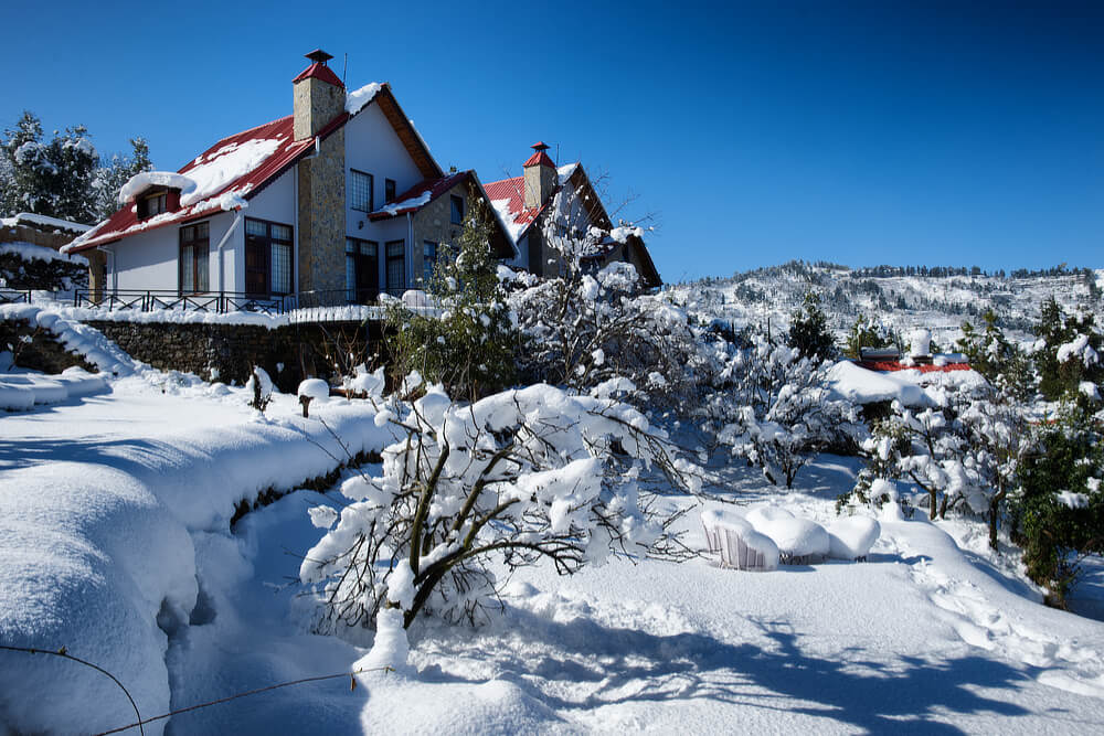 Maini's Hill Cottages after Snowfall