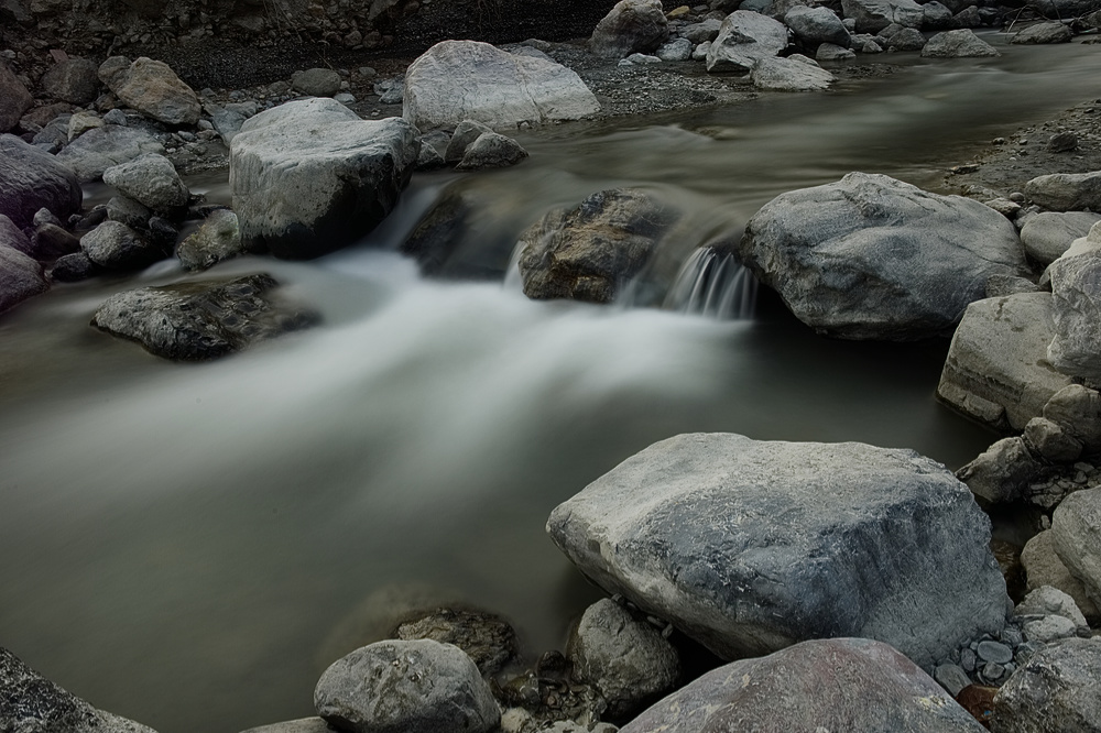 Motion blur of mountain stream