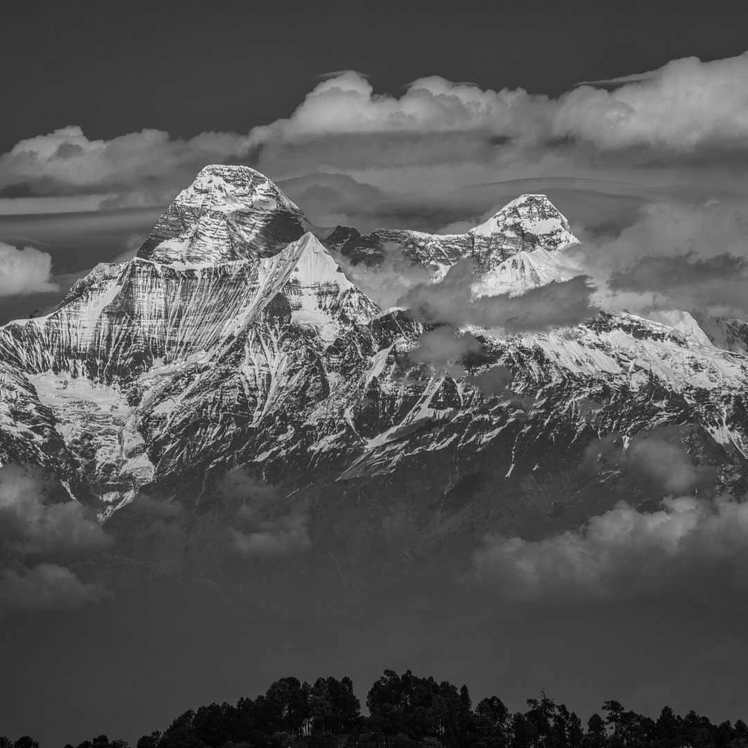 Nanda Devi peak behind the clouds