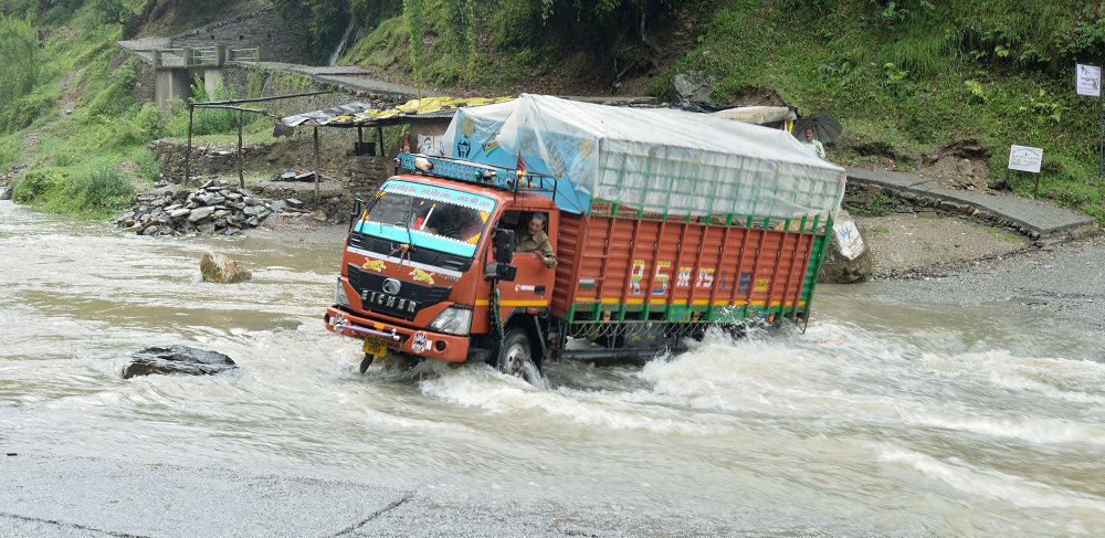 Truck in the stream
