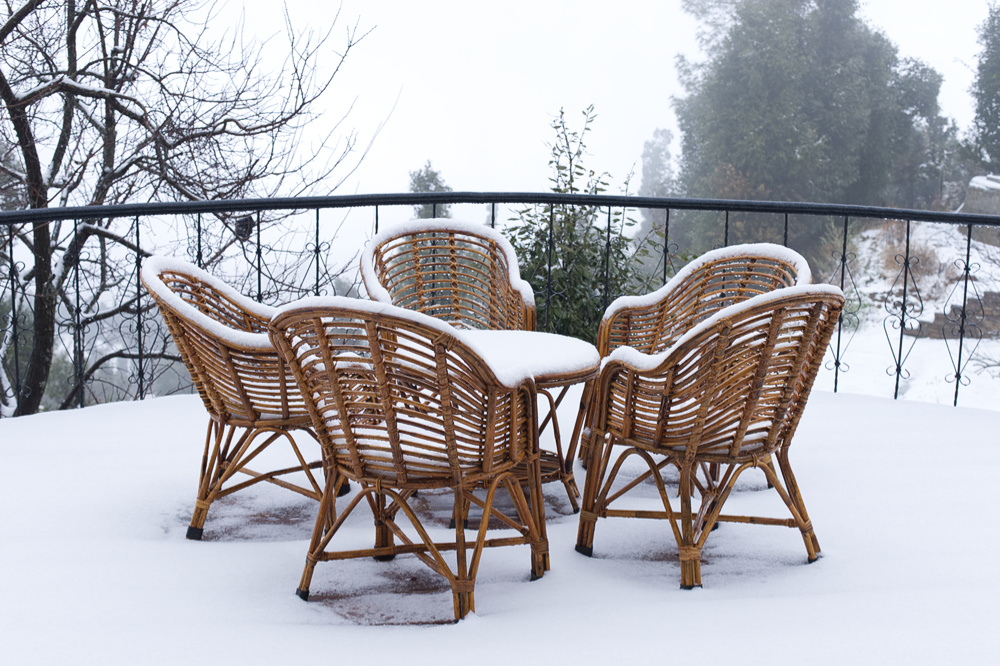 Snow covered chairs