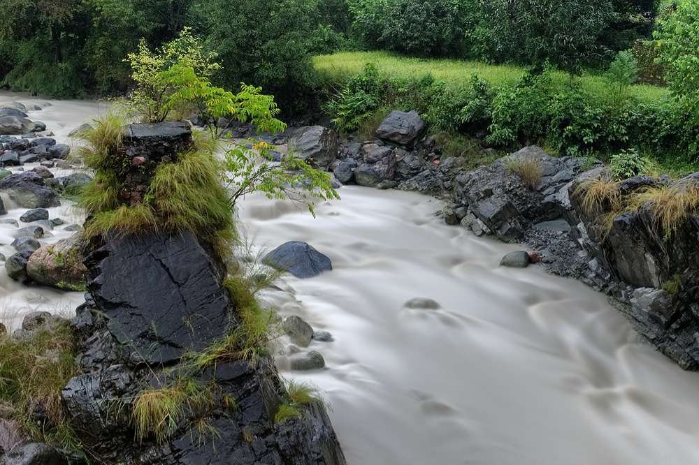 Mountain stream from top